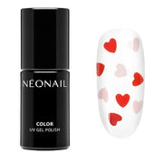 NEONAIL UV Nail Polish Never - Ending Love 7.2ml Clear with Pink - Red Hearts - Maison des fragrances