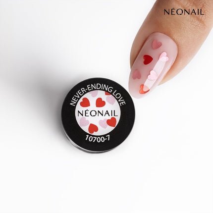 NEONAIL UV Nail Polish Never - Ending Love 7.2ml Clear with Pink - Red Hearts - Maison des fragrances