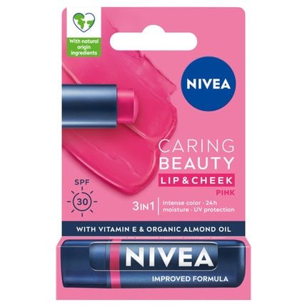 Nivea Caring Beauty 3 In 1 Caring Lip Balm Pink - 48g - Maison des fragrances