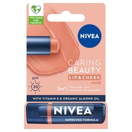 Nivea Caring Beauty 3 In 1 Caring Lipstick Nude 4.8g - Maison des fragrances
