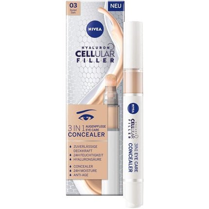 Nivea Hyaluron Cellular Filler 3 In1 Eye Care Concealer Cream 03 Dark 4ml - Maison des fragrances