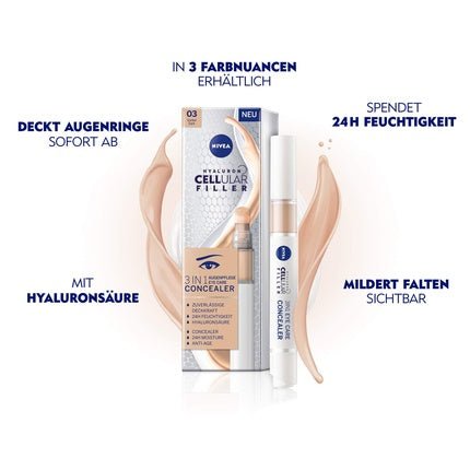 Nivea Hyaluron Cellular Filler 3 In1 Eye Care Concealer Cream 03 Dark 4ml - Maison des fragrances