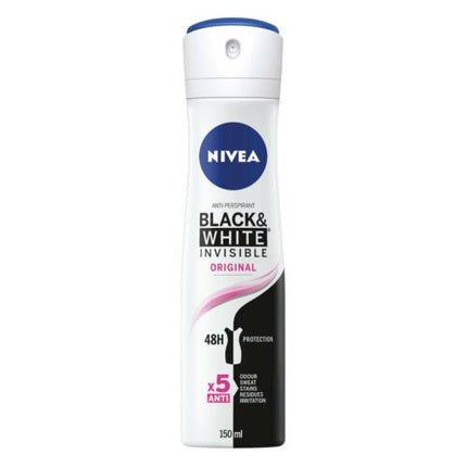 NIVEA Invisible Black & White Antiperspirant 48 Hour Original Spray 150ml - Maison des fragrances