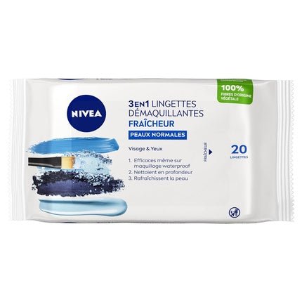 NIVEA Makeup Remover Wipes for Normal Skin 100% Plant Fibers 20 Count - Maison des fragrances