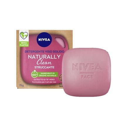 NIVEA NATURALLY CLEAN Face Makeup Remover 75g - Solid Makeup Remover with Black Tea Extract - Vegan Formula - Maison des fragrances