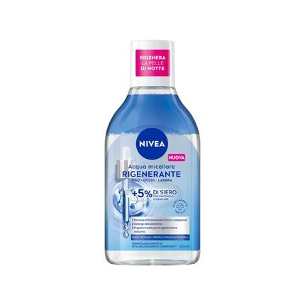 NIVEA Regenerating Micellar Water 400ml Face and Eye Makeup Remover with 5% Serum + Amino Acid Complex Cleanser for Face, Eyes, and Lips No Rinse for Tired Skin - Maison des fragrances