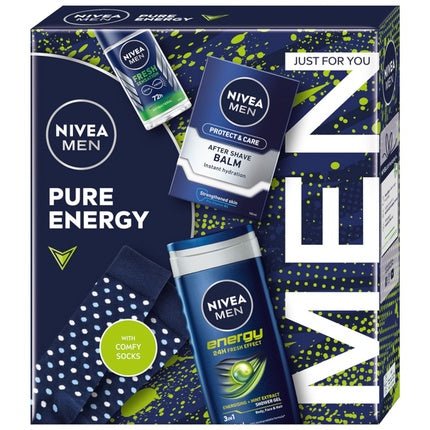 Nivea Set Pure Energy Antiperspirant Roll-On 50ml, Shower Gel 250ml, After Shave Balm 100ml, Socks - Maison des fragrances