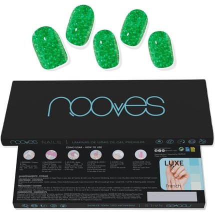 NOOVES NAILS Premium Precured Gel Nail Foils Jade Glitter Green Semi - Hardened Gel Nail Strips Semi - Permanent Gel Stickers - Maison des fragrances