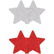 NS Novelties Pretty Pasties Glitter Stars Red Silver One Size - Maison des fragrances
