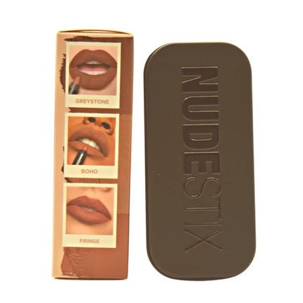 Nudestix Mini 90's Nude Lips 3 - Piece Kit Magnetic Matte Lip Color in Greystone and Boho, and Intense Matte Lip + Cheek Pencil in Fringe - Maison des fragrances