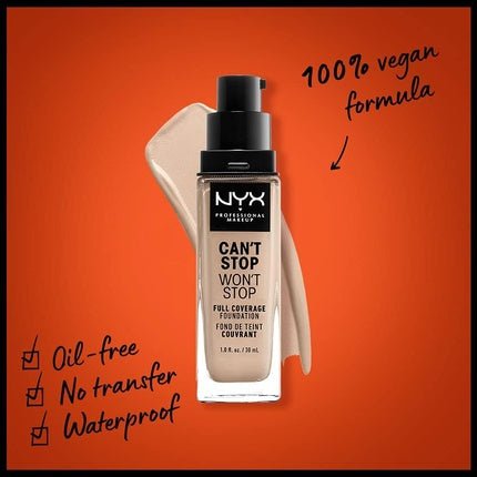 Nyx Can´t Stop Won´t Stop Full Coverage Foundation Alabaster 02 30ml - Maison des fragrances
