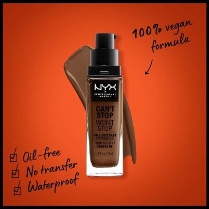 Nyx Can´t Stop Won´t Stop Full Coverage Foundation Cocoa 30ml - Maison des fragrances