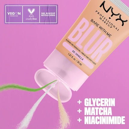 NYX PROFESSIONAL MAKEUP Bare With Me Blur Skin Tint Foundation with Matcha, Glycerin & Niacinamide - Vanilla - Maison des fragrances