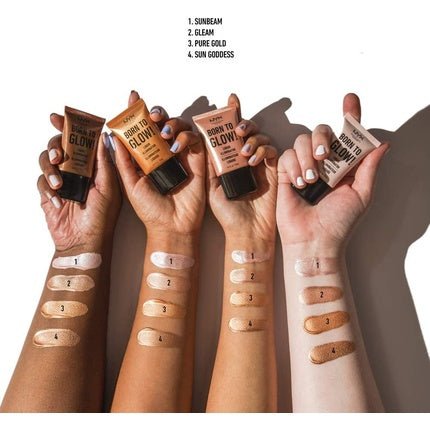 NYX Professional Makeup Born to Glow Liquid Illuminator Sun Goddess 04 - Liquid Shimmer Highlighter and Foundation Base with Vegan Formula - Maison des fragrances