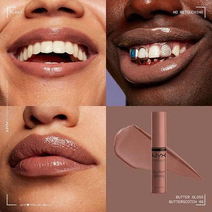 NYX Professional Makeup Butter Gloss Brown Sugar Butterscotch Non - Sticky Lip Gloss 0.27 Fl Oz - Maison des fragrances