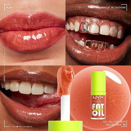 NYX Professional Makeup Fat Oil Lip Drip Moisturizing Vegan Tinted Lip Gloss Follow Back 06 Shimmering Warm Nude - Maison des fragrances