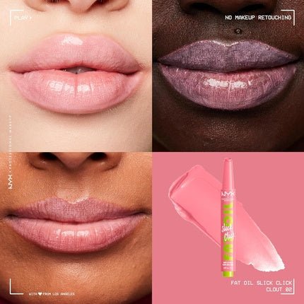 NYX PROFESSIONAL MAKEUP Fat Oil Slick Click Lightweight Buildable Pigmented Vegan Lip Balm Clout 02 - Maison des fragrances