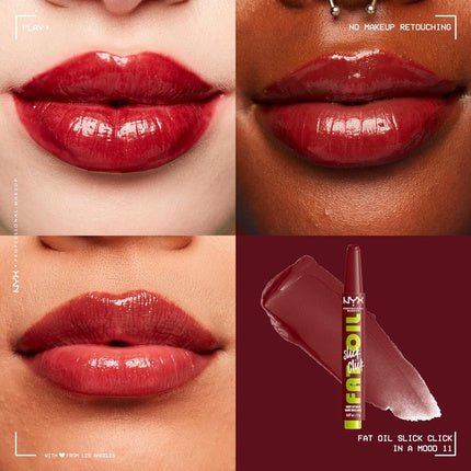 NYX PROFESSIONAL MAKEUP Fat Oil Slick Click Lightweight Buildable Pigmented Vegan Lip Balm In A Mood 11 - Maison des fragrances