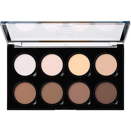 NYX Professional Makeup Highlight & Contour Pro Palette Powder Contour Kit Eight Blendable Matte and Pearly Shades - Maison des fragrances