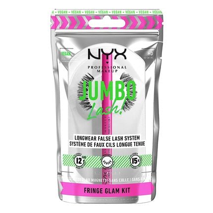 NYX Professional Makeup Jumbo Lash Vegan False Eyelashes Kit with 2 - in - 1 Eyeliner Adhesive Fringe Glam Kit Up to 12HR Wear Reusable Fake Lashes - Maison des fragrances