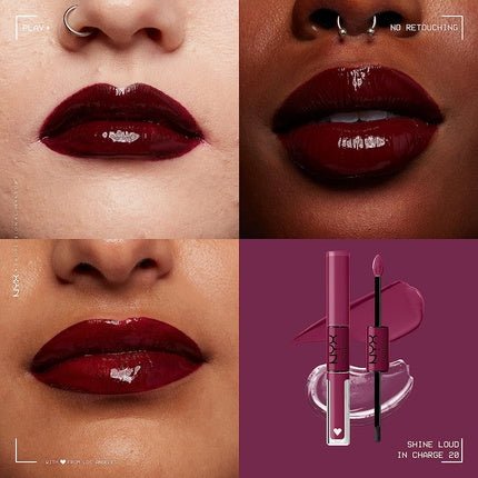 NYX Professional Makeup Shine Loud Long - Lasting Liquid Lipstick with Clear Lip Gloss Perfect Berry - Maison des fragrances