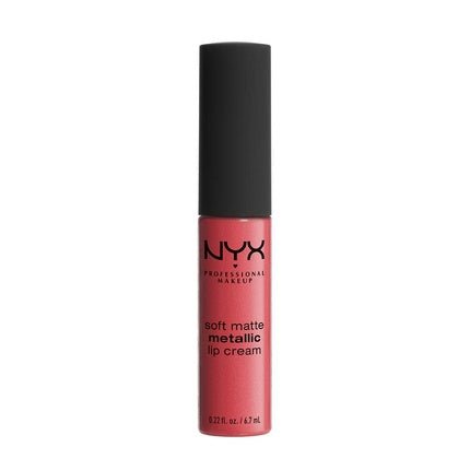 NYX Professional Makeup Soft Matte Metallic Lip Cream Liquid Lipstick Manila Coral with Pink Undertone 0.22oz - Maison des fragrances