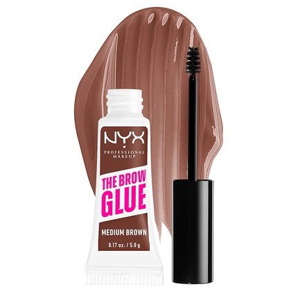 NYX Professional Makeup The Brow Glue Extreme Hold Tinted Eyebrow Gel Medium Brown 0.17 Fl Oz - Maison des fragrances