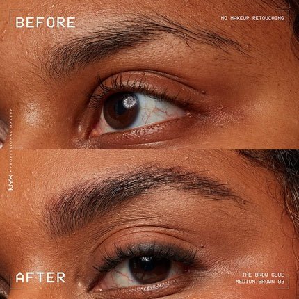 NYX Professional Makeup The Brow Glue Extreme Hold Tinted Eyebrow Gel Medium Brown 0.17 Fl Oz - Maison des fragrances
