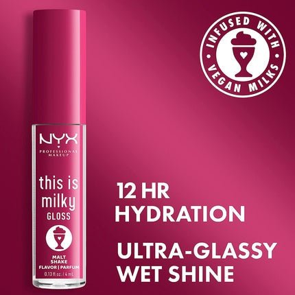 NYX Professional Makeup This Is Milky Gloss 12 Hour Hydration Vegan Malt Shake Warm Red - Maison des fragrances