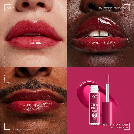NYX Professional Makeup This Is Milky Gloss 12 Hour Hydration Vegan Malt Shake Warm Red - Maison des fragrances