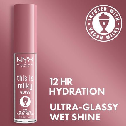 NYX Professional Makeup This Is Milky Gloss 12 Hour Hydration Vegan Ube Milkshake Mauve Purple - Maison des fragrances
