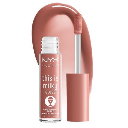 NYX Professional Makeup This Is Milky Gloss Lip Gloss with 12 Hour Hydration Vegan Choco Latte Shake Milk Chocolate Scented - Maison des fragrances