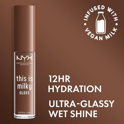 NYX Professional Makeup This Is Milky Gloss Vegan Lip Gloss 12 Hour Hydration - Milk The Coco Chocolate Brown - Maison des fragrances