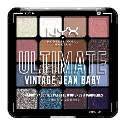 NYX Professional Makeup Ultimate Shadow Eyeshadow Palette with 16 Shades Vegan Formula Long - lasting Finish Vintage Jean Baby - Maison des fragrances