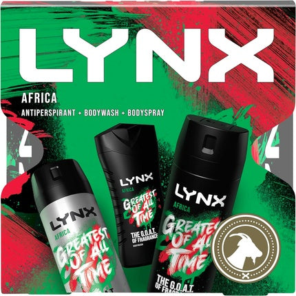 LYNX Africa Trio Deodorant Gift Set Body Wash, Body Spray and Anti-perspirant 3 Piece Axe/Lynx