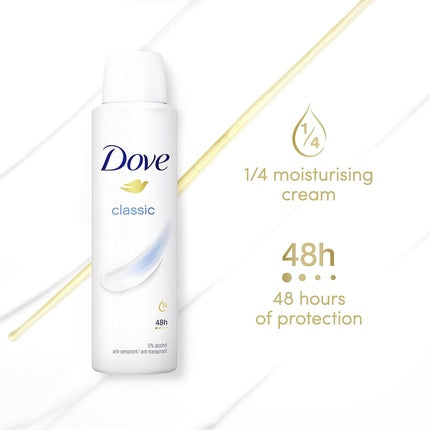 Dove Classic Anti-Perspirant Deodorant Spray with ¼ Moisturizing Cream 150ml - Pack of 6 Dove