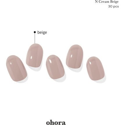 ohora Semi Cured Gel Nail Strips in Cream Beige - Salon - Quality Long Lasting Easy to Apply & Remove - Includes 2 Prep Pads Nail File & Wooden Stick - Beige - Maison des fragrances