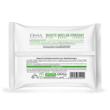 Omia Eco Bio Aloe Vera Micellar Face Cleansing Wipes 20 Wipes - Maison des fragrances