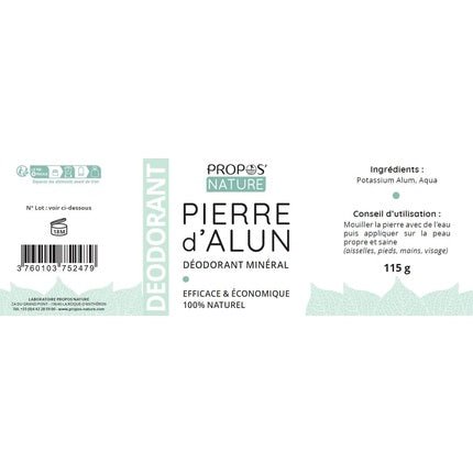 Organic Alum Stone Mineral Deodorant 115g 100% Natural Alcohol Free - Maison des fragrances