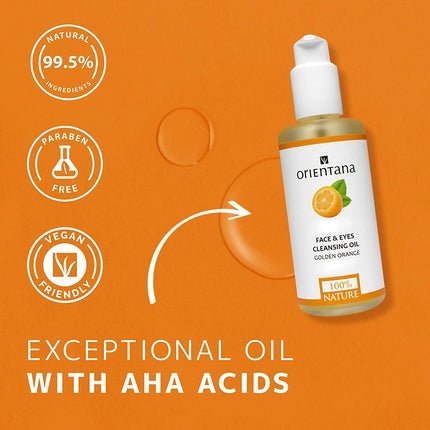 Orientana Natural Face & Eyes Cleansing Oil Golden Orange 99.5% Vegan Makeup Removal 150ml - Maison des fragrances