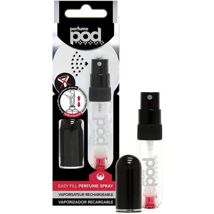 Perfume Pod Clear Refillable Perfume Atomizer with Spray and Genie-S Refill Black - Maison des fragrances