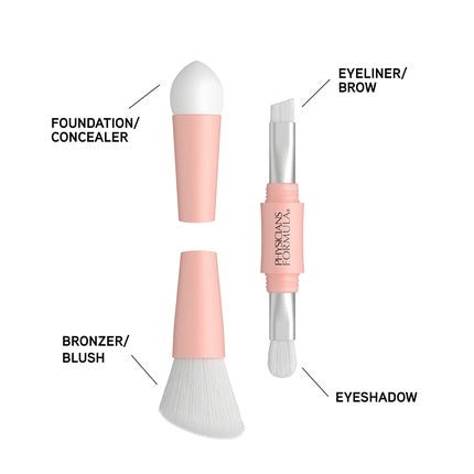 Physicians Formula 4 - in - 1 Makeup Brush Set for On - the - Go Application - Eyeshadow, Eyeliner/Brow, Bronzer/Brush, Foundation/Concealer Sponge - Maison des fragrances