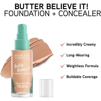Physicians Formula Murumuru Butter Believe It! Foundation + Concealer with Murumuru, Cupuaçu, and Tucuma Butter Fair - to - Light Fair Light - Maison des fragrances