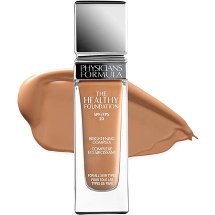 Physicians Formula The Healthy Foundation SPF 20 Long - wearing Foundation with Lightweight Medium Coverage Brightening Complex Hyaluronic Acid Vitamin A C & E Antioxidant Blend MW2 Medium Warm 2 - Maison des fragrances