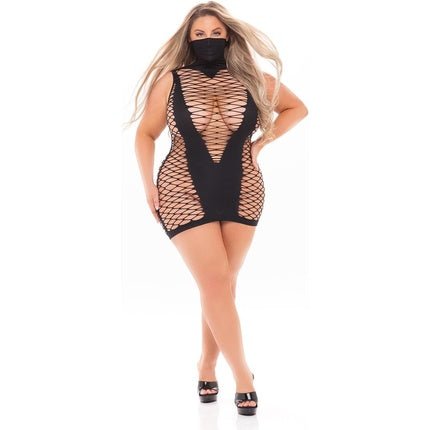Pink Lipstick Lingerie Masquerade Dress With Mask Plus Size Black - Maison des fragrances