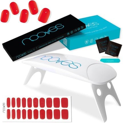 Pre - Cured Red Gel Nail Sheets with Portable UV/LED Nail Dryer Lamp 8W Semi - Cured Gel Nail Strips Semi - Permanent Nail Stickers Crimson Red - Maison des fragrances