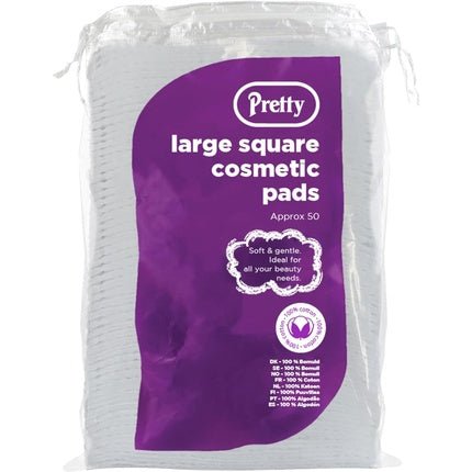 Pretty Cotton Large Square Cosmetic Make - Up Remover Pads 50 Pack - Maison des fragrances