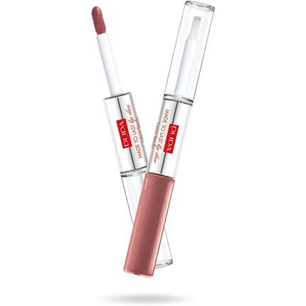 Pupa Made To Last Lip Duo Liquid Lip Colour & Topcoat Waterproof Long Lasting - 011 Natural Brown, 2x4ml - Maison des fragrances