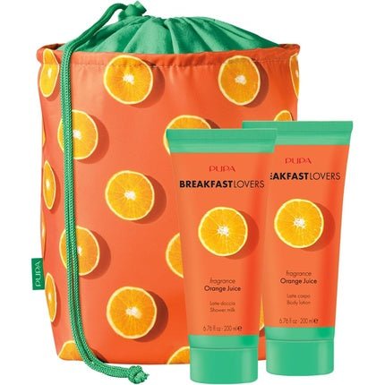 Pupa Milano Breakfast Lovers Set Orange Juice for Women 3 Pc 6.76oz Shower Milk Body Lotion Purse - Maison des fragrances