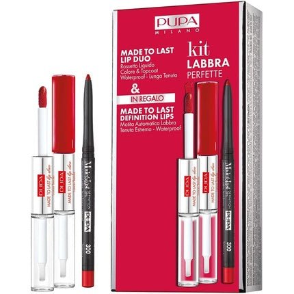 Pupa Perfect Lip Kit Made to Last Lip Duo No. 006 Fire Red - Maison des fragrances